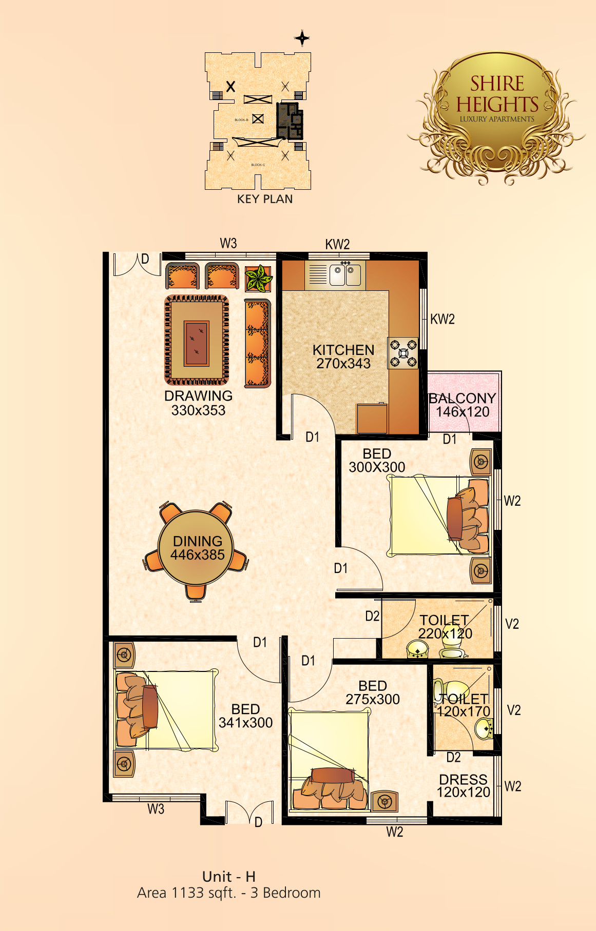 3 BHK Floor Plan